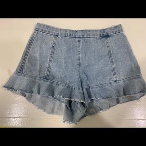 Jean shorts with flowy bottom